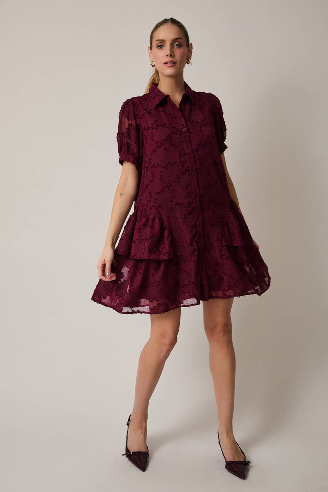 Cranberry Season Flounce Dress