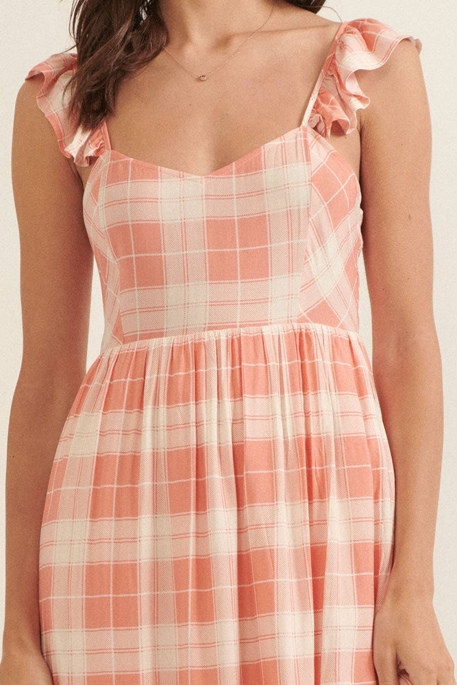 Country Sweetheart Plaid Tie Back Dress